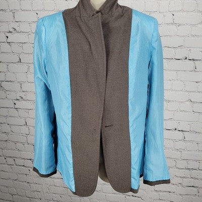Perry Ellis Brown 1 Button Vented Lined Notch Blazer Women’s Suit Jacket Size 10