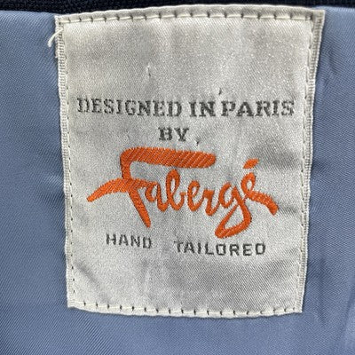 VTG Fabergi Navy 2 Gold Button Blazer Notch Sport Coat Hand Tailored Size 43R