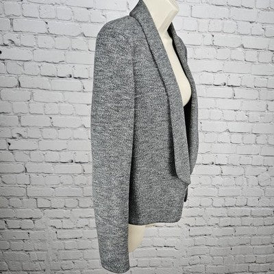Loft Gray Cotton Blend Knit Open Shawl Collar Lined Blazer Jacket Small S