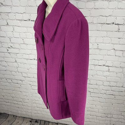Steve Madden Purple Wool Blend Buttoned Vented Pea Coat Pockets Size Small S