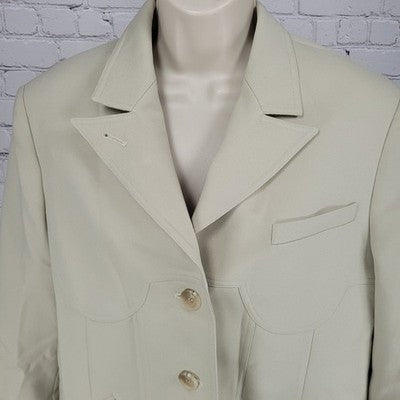 Avenue Beige 3 Button Single Vented Peak Blazer Jacket Size Large L