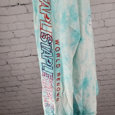 VTG Coca Cola Blue Tie Dye Crew Neck Embroidered Long Sleeve Shirt Medium M
