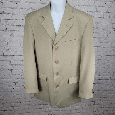 Midtown Man Casual Seperates Beige 4 Button Suit Jacket Sport Coat Size 42L