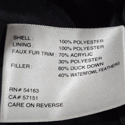 Kenneth Cole Black Down Feathers Insulated Zip Puffer Jacket Coat Parka Small S