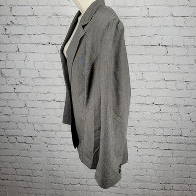 Tahari Grey One Button Puff Sleeve Stretch Notch Blazer Suit Jacket 18