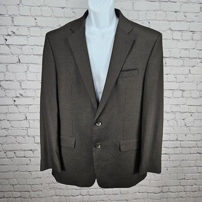 J.M. Haggar Brown Stretch 2 Button Single Vented Notch Blazer Sport Coat 42L