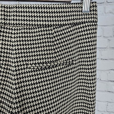 Tahari Tan Black Houndstooth Mid Rise Bootcut Side Zip Stretch Pants XS (26x31)