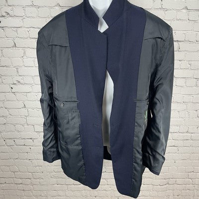 VTG Just Men’s Navy Textured 2 Gold Button Ventless Blazer Sport Coat Size 42L
