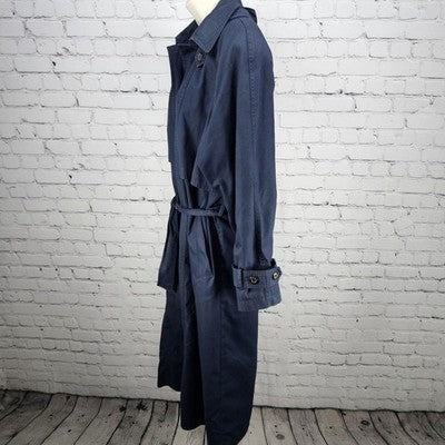 VTG F.S.L Collection Navy Belted Hood Removable Bodywarmer Liner Trench Coat 8P