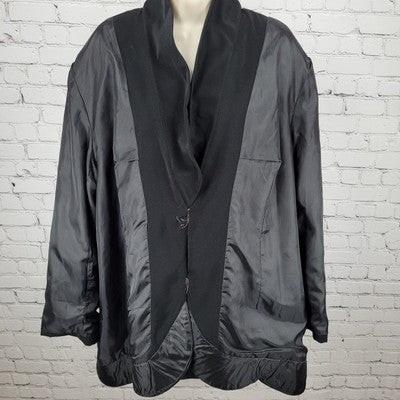 VTG Natalie Barri Black Shawl Lapel Beaded Embellished Blazer Jacket Size 26W