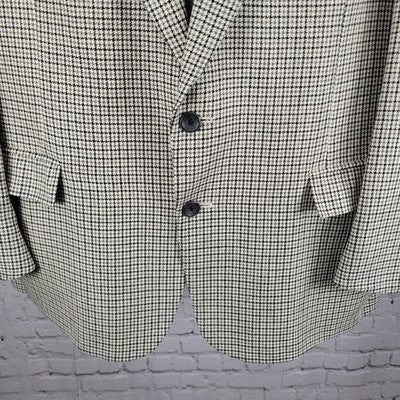 VTG Racquet Club Ivory Tan Houndstooth Blazer Sport Coat USA Made Size 44