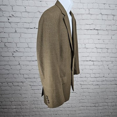 Izod Brown Houndstooth 2 Button Double Vented Notch Blazer Sport Coat 42R