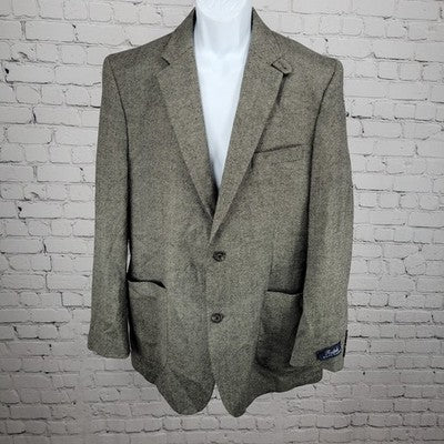 Ralph Ralph Lauren Black Beige 100% Lambs Wool 2 Button Blazer Sport Coat 42L