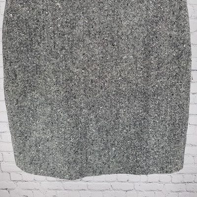 VTG Lizsport Black & White 100% Wool Lined Back Slit Skirt Size 16 (30x21)