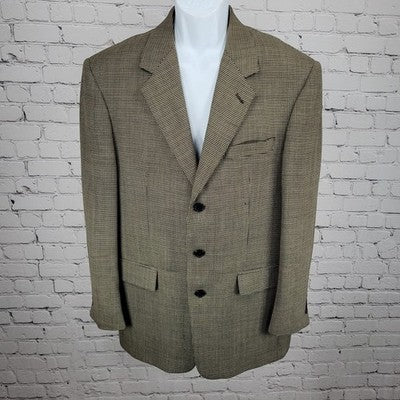 Gianfranco Ruffini Italy Black Beige Worsted Wool Blazer Sport Coat Size 42R
