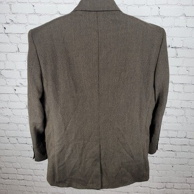 Alan Flusser Brown 100% Lambswool Tweed Notch Vented Blazer Sport Coat Size 44R