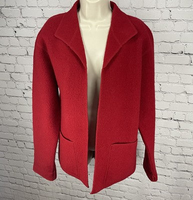 Harve Benard Red Open Classic Collared Pockets Unlined Jacket Size Large L