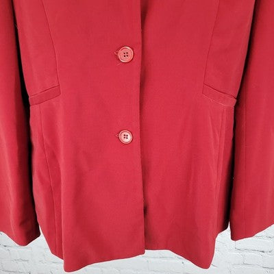 VTG San Louis Red Buttoned Lined Notch Blazer Suit Jacket USA Made Size 10