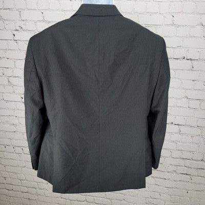 Billy London Black Pinstriped 2 Button Double Notch Blazer Sport Coat Size 42S