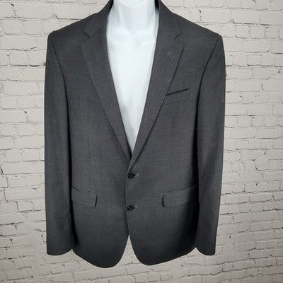 Kenneth Cole Grey Minitex Wool 2 Button Notch Blazer Sport Coat 40L MSRP $650
