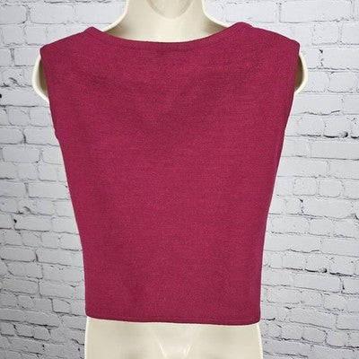 VTG Mirsa Red 100% Wool 2 Piece Set Buttoned 3/4 Sleeve Crop Jacket Top Italy 8