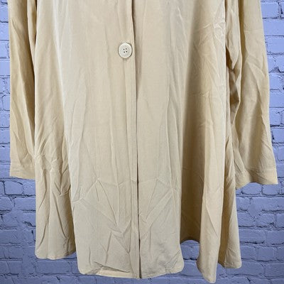 August Silk Yellow 100% Silk Buttoned Long Sleeve Tunic Blouse Top Size Medium M