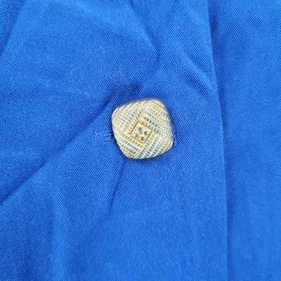 Courtenay Blue Stretch Gold Buttoned 2 Piece Shirt Skirt Outfit Set Size 16W