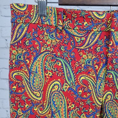 Lauren Ralph Lauren Multicolor Paisley Stretch Mid Rise Tapered Pants 8 (31x29)
