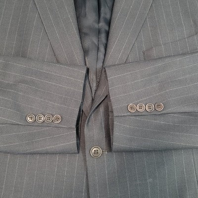 Brooks Brothers 346 Grey Wool Stretch Pinstriped 2 Button Notch Blazer Size 48R