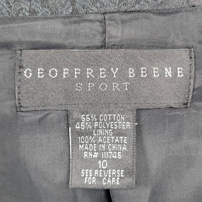Geoffrey Beene Sport Black Damask Floral Buttoned Notch Blazer Jacket Size 10
