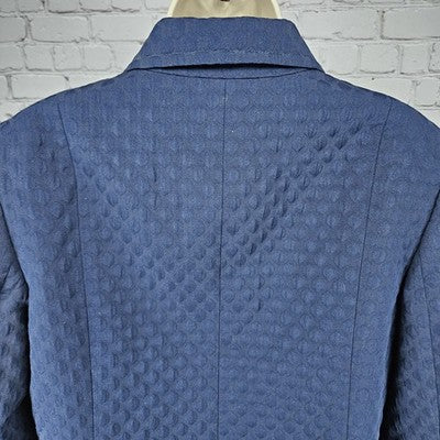 Talbots Navy Textured Collared Buttoned 3/4 Sleeve Lined Cropped Jacket 14