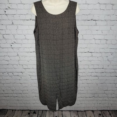 VTG Perceptions Black Check Unlined Sleeveless Dress Size USA Made Size 14P