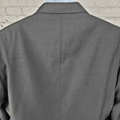 Massimo Dutti Black Super 130's Wool Pinstriped Notch Blazer Sport Coat Size 46
