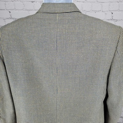 The Texas Clothier Blue Beige Silk Wool Check 2 Button Blazer Sport Coat 41R
