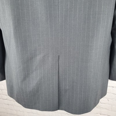 Brooks Brothers 346 Grey Wool Stretch Pinstriped 2 Button Notch Blazer Size 48R