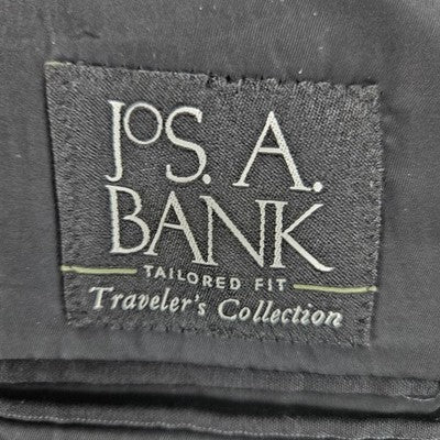 Jos A Bank Black 100% Wool Tailored Fit Travelers 2 Button Blazer Sport Coat 43R