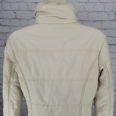 VTG Bsk Outwear Beige Full Zip Knit Collar Zipped Pockets Coat Teen Size Large L