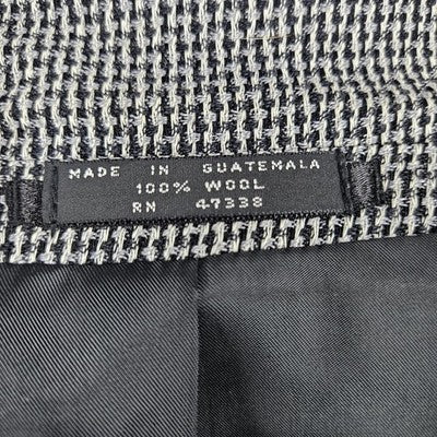 Jones New York Black Grey 100% Wool 2 Button Notch Blazer Sport Coat 42R
