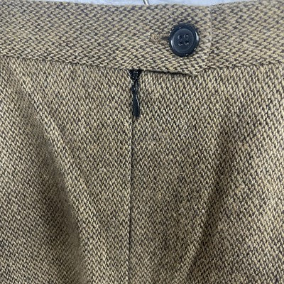 VTG Adolfo Studio Brown Wool Blend Back Slit Lined Zip Closure Skirt Size 8