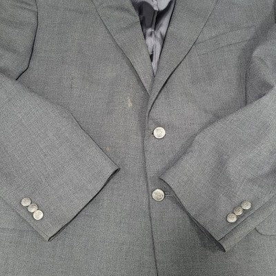 Stafford Grey Worsted Wool Blend 2 Button Notch Blazer Sport Coat Size 48R