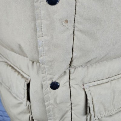 VTG Windbreaker Tan Down Fine Feather Insulated Snap Puffer Jacket M *zipper