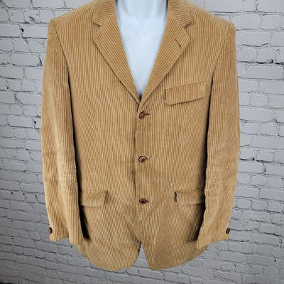 VTG Meisterklassse Tan Corduroy 3 Button Vented Blazer Sport Coat Size 38