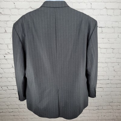 Brooks Brothers 346 Grey Wool Stretch Pinstriped 2 Button Notch Blazer Size 48R