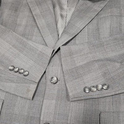 VTG Hart Schaffner Marx Grey Wool Blend Viracle Notch Blazer Sport Coat USA 44R