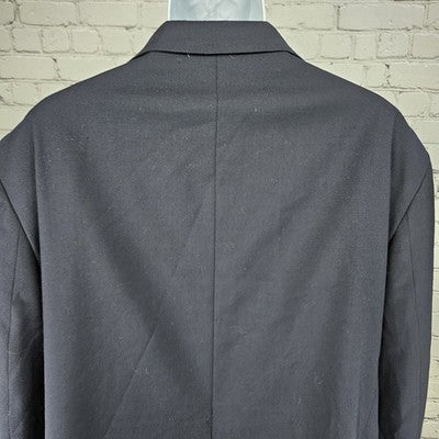 Stafford Navy Wool Blend Executive Classic Fit Hopsack Blazer Notch Stretch 54R