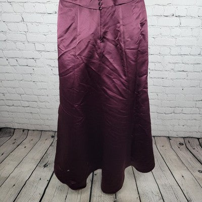 Bill Levkoff Purple Satin Strapless Pleated Back Zip Buttoned Lined Dress 6