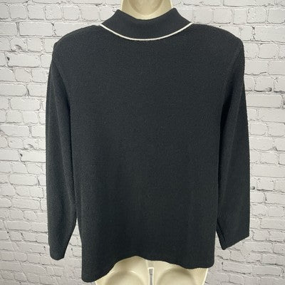 C.D. Petites Black Gold Buttoned Lightweight Sweater Cardigan Size Large L