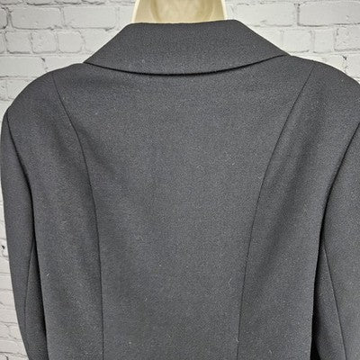 VTG Hucke Black Wool Blend European 2 Button Peak Blazer Suit Jacket 44 US L/XL