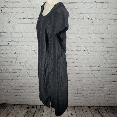 Gerry Weber Black Short Sleeve Side Slit Lined Zipped Sheath Dress Size Large L