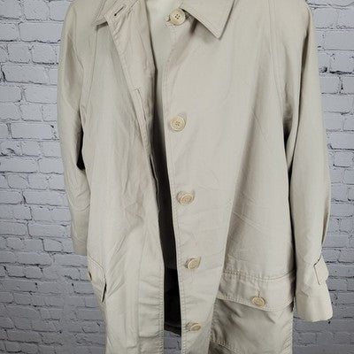 London Fog Beige Limited Edition Buttoned Removable Plaid Liner Trench Coat 10R